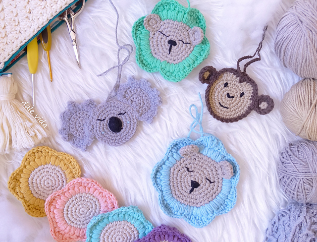 Apliques infantiles: león, koala y mono