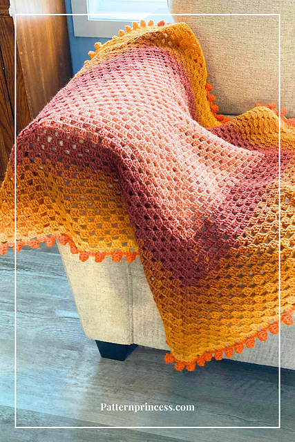 Granny Square Blanket with Dot Border