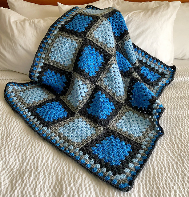 Granny Square Blue Agate Blanket