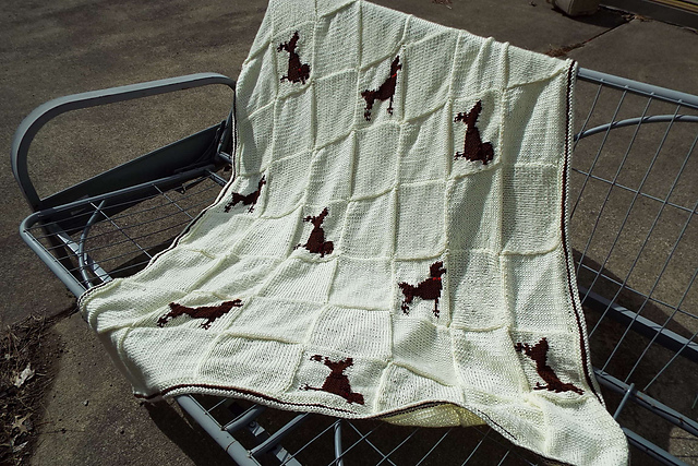 French Poodles Knitted Afghan #722-3