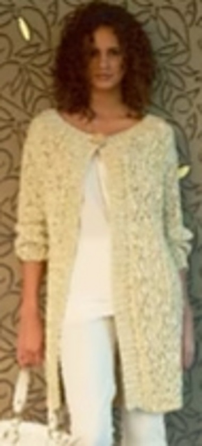 Long Jacket with Cables and Lace 6284