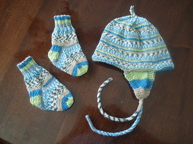 Baby's Earflap Hat & Socks Set