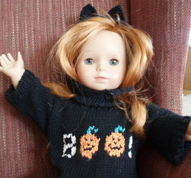 Halloween Pullover & Cat Hat for American Girl Dolls