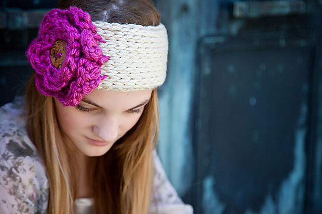 Knit Look Crochet Flower Warmer