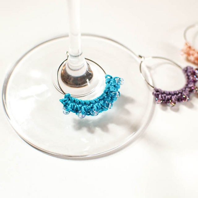 Beaded Crochet Wine Glass Charms