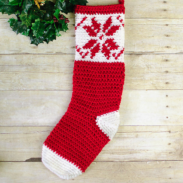 Fair Isle Snowflake Christmas Stocking