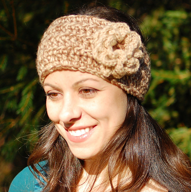 Headband Style Earwarmer with Flower