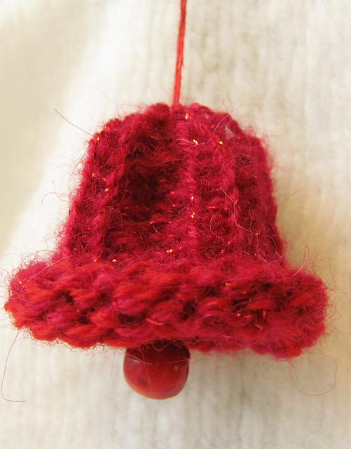 Knitted bell Christmas tree decoration