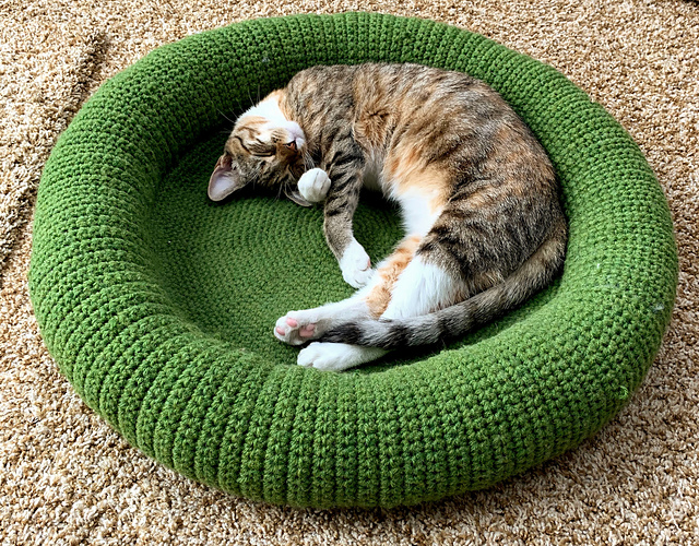 HAND CROCHET A CAT BED IN 15 MINUTES! NO HOOK NEEDED! 10% OFF 