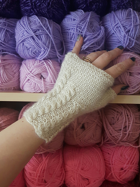 Cabled Rib Mitts