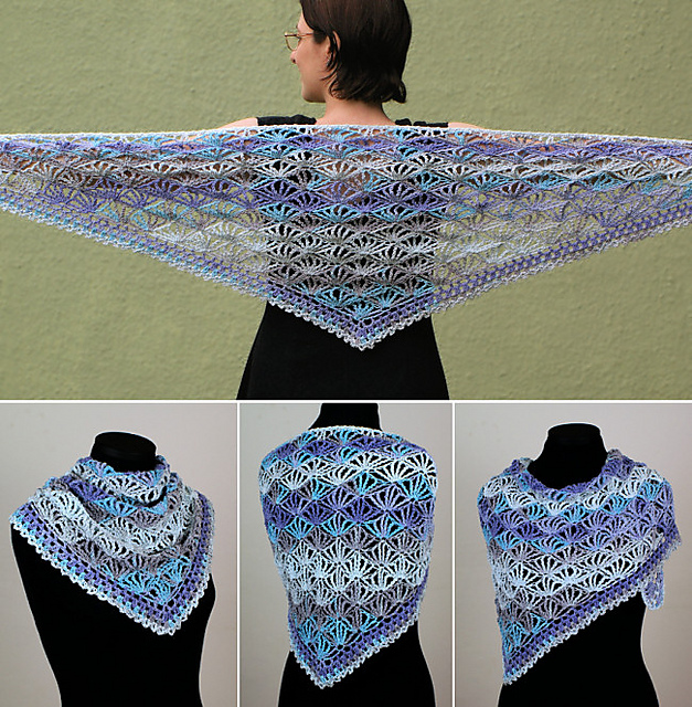 Palm Leaves Triangular Shawl