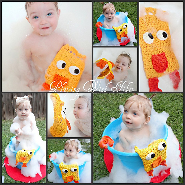 Duck Bath Mitt Washcloth Set