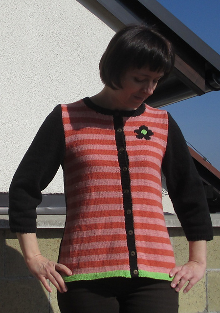 204 Striped cardigan with embroidery