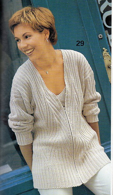 # 29 Beiges Twinset im Rippenmuster (Jacke)