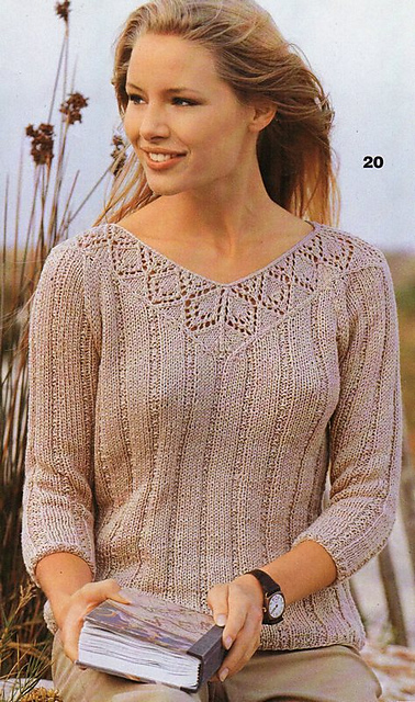 # 20 Pulli mit Ajourmusterblende