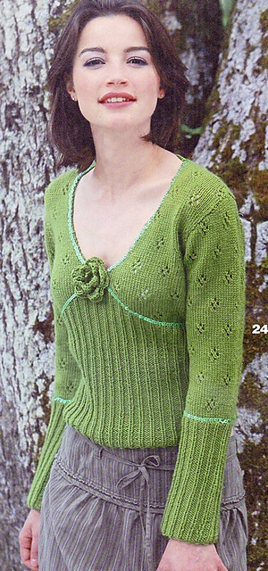 # 24 Sweater with crocheted flower