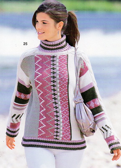 # 25 Quergestrickter Jacquardpulli
