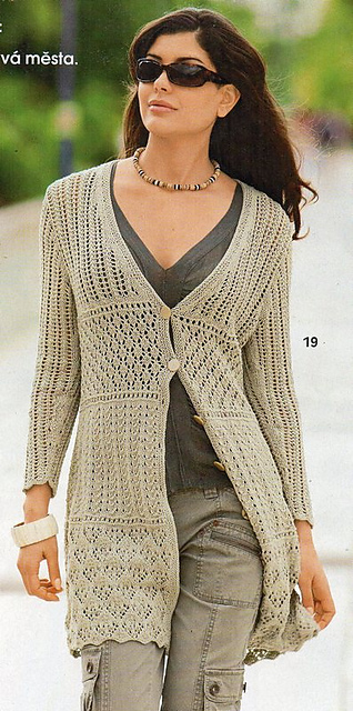 # 19 Long jacket in ajouré pattern mix