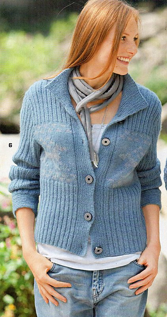 # 06 Jacke im Rippenmuster mit Jacquardmusterpasse