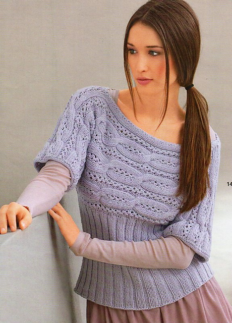 # 14 Pulli mit quer gestricktem Oberteil