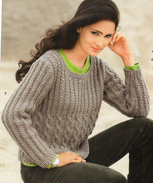 # 07 Pulli mit Zöpfen und Zopfrippen