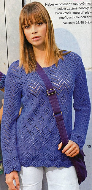# 15 Ajourmusterpulli in Blau