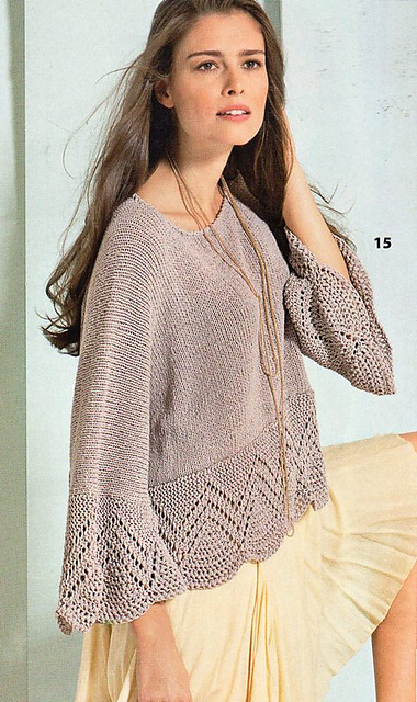 # 15 Pulli mit quer gestrickten Blenden