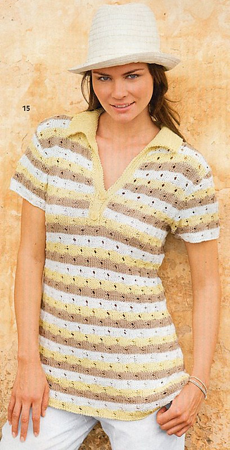 # 15 Longpulli mit Polo-Ausschnitt und Streifen