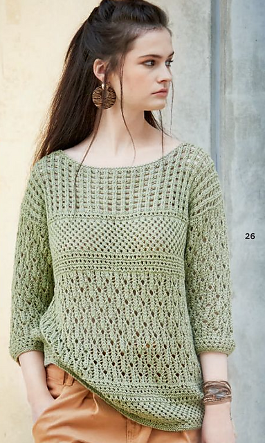 # 26 Lochmuster-Pulli in Oliv