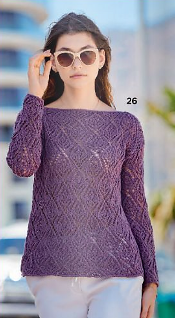 # 26 Blattmuster-Pulli in Pflaume