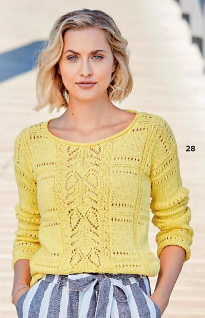 # 28 Gelber Pulli im Mustermix