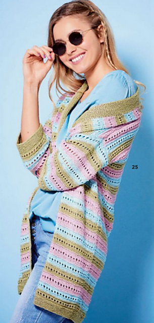 # 25 Gestreifte Lochmuster-Jacke