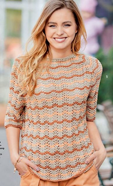 # 01 Gestreifter Pulli im Wellenmuster