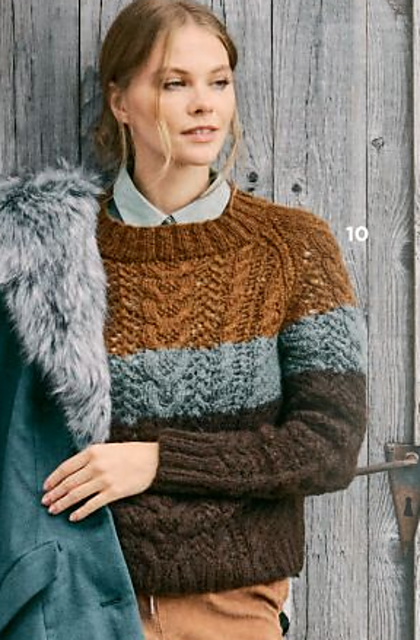 # 10 Raglanpulli mit Blockstreifen