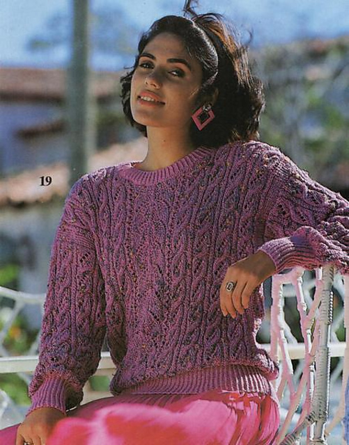 # 19 Musterpullover in Pink-Effektgarn