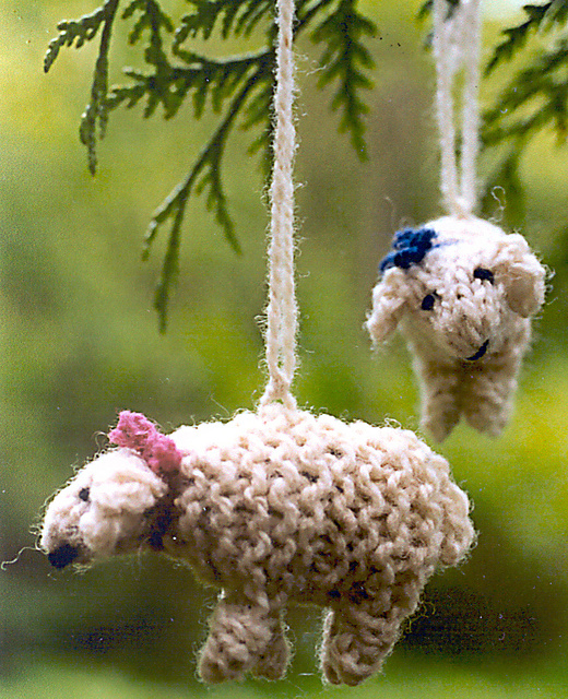 Folk Art Knitted Sheep Ornament