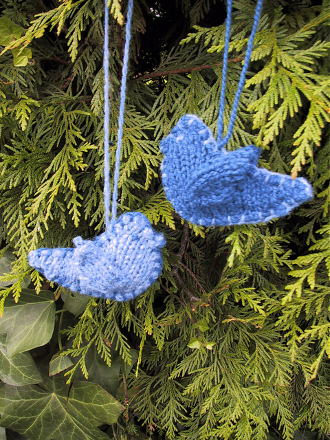Folk Art Knitted Bird Ornament