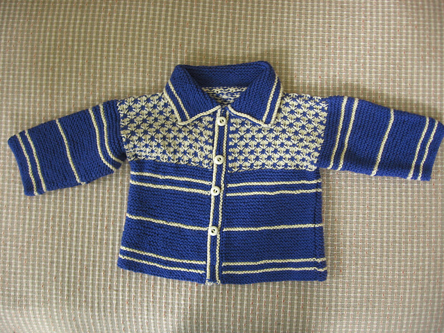 Baby Cardigan - Stripes and Fleurettes