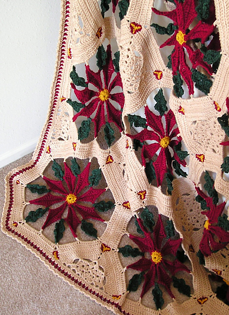 Antique Poinsettia Afghan (Christmas)