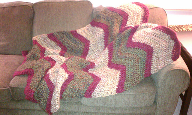 Deep Blue Ripple Afghan