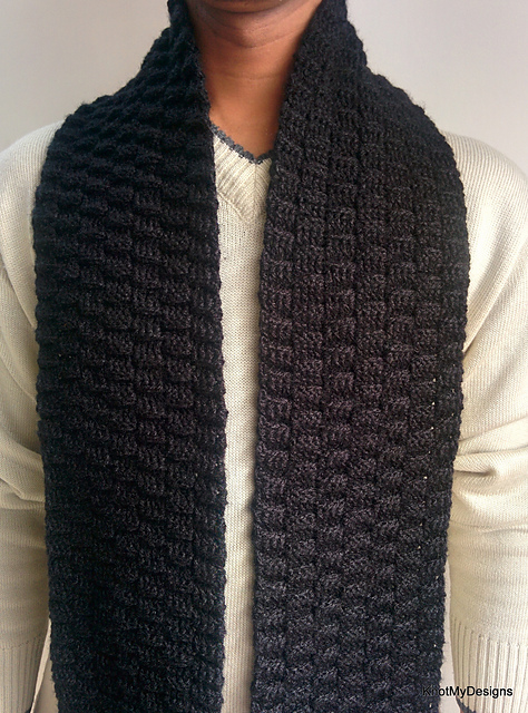 Black Basketweave Scarf