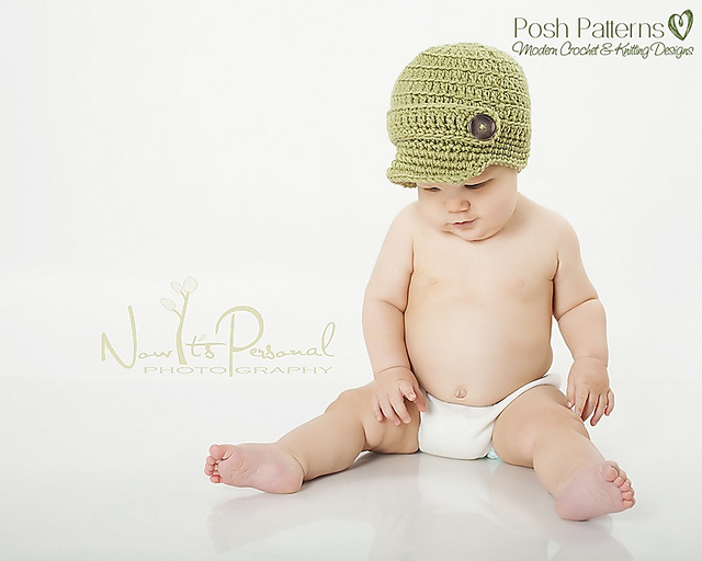 Sideways Ribbed Crochet Newsboy Hat 166