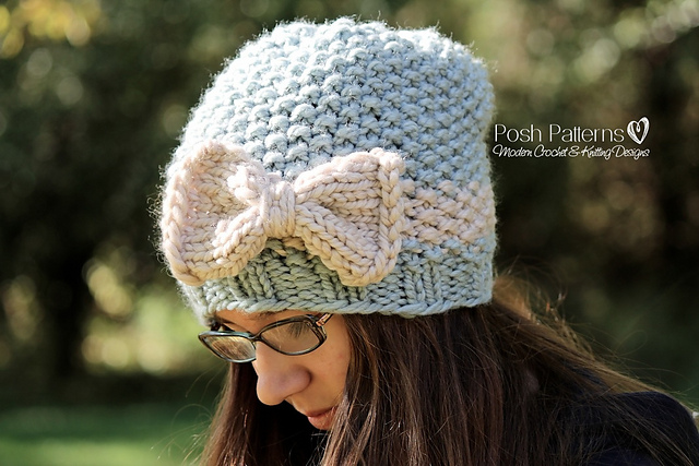 Textured Slouchy Hat and Bow 164