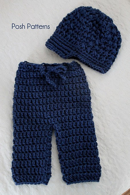 Newborn Baby Pants & Newsboy Hat Set 141