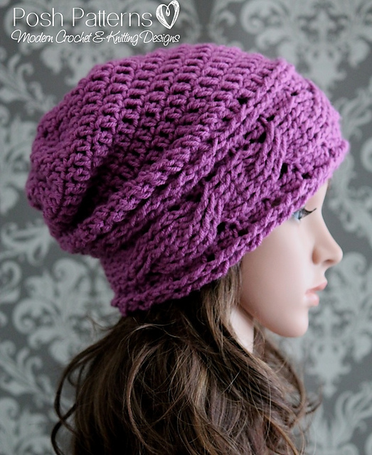 Horizontal Cable Slouchy Hat 415