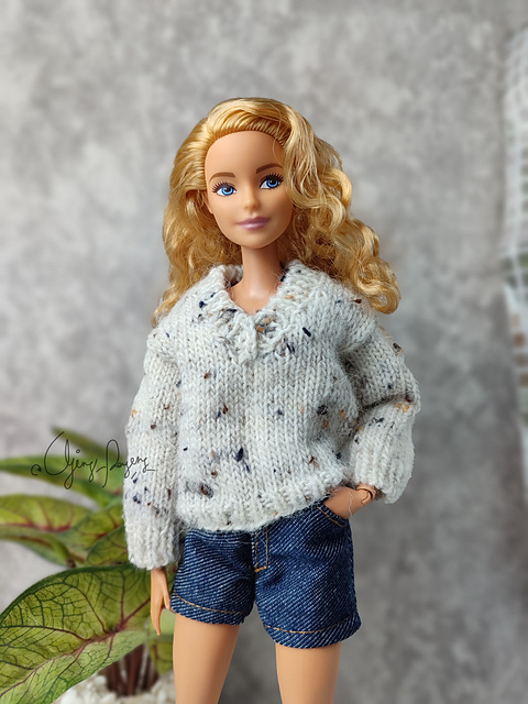 V Neck Sweater for 1/6 fashion female Doll
