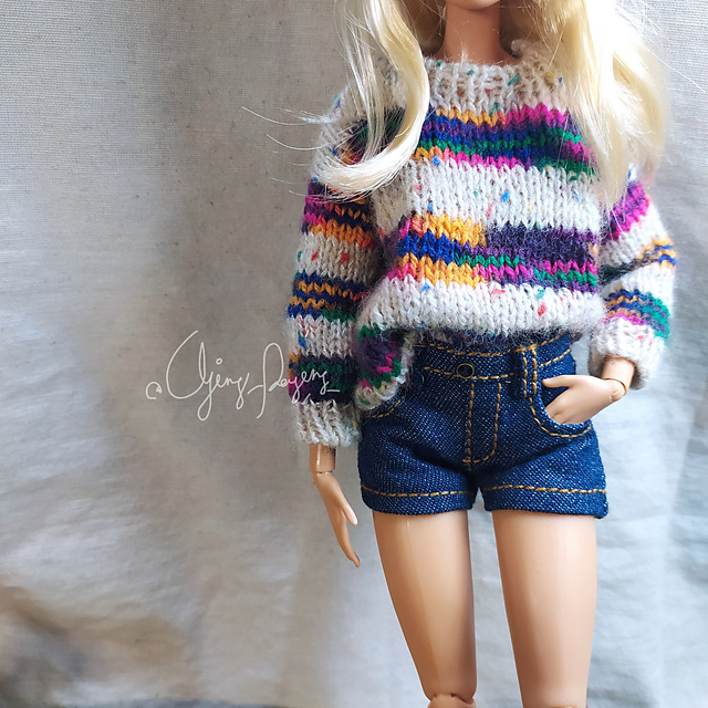 Striped Pullover for 1/6 fashion doll unisex