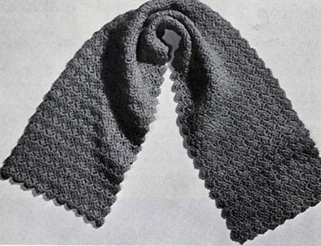 Crocheted Shell Stitch Scarf #A-327