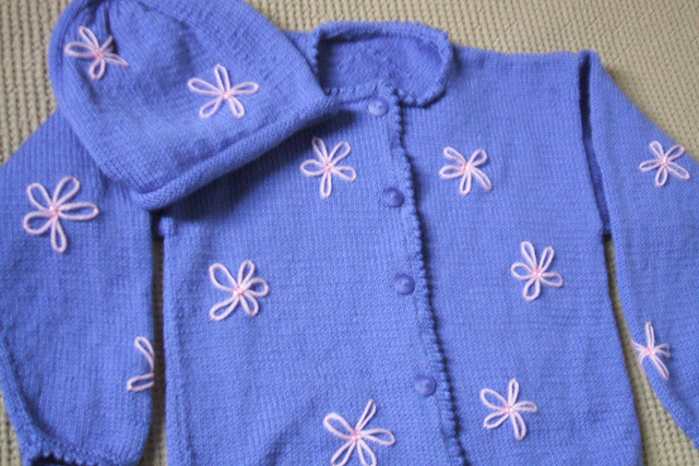 Design D - Flower Cardigans and Hat