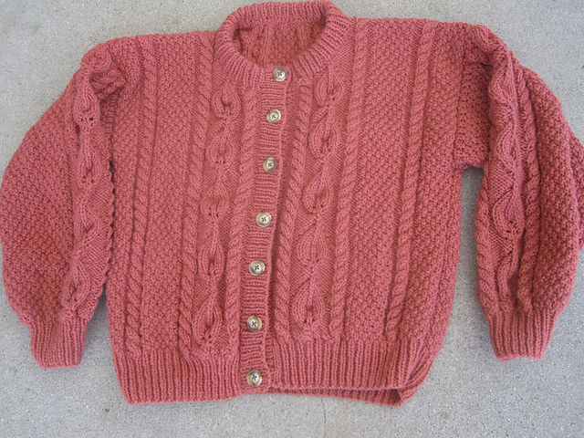 Mother Daughter Cardigan w Leaf Panel
